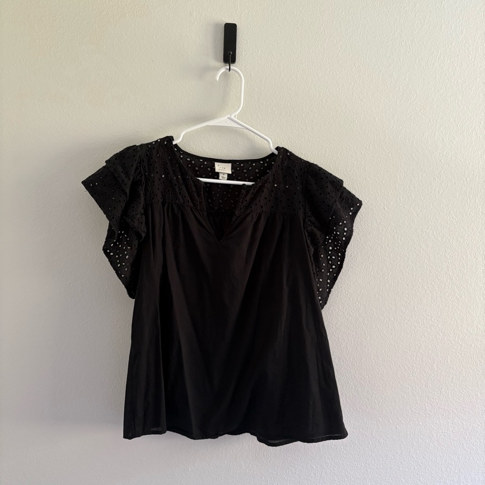 a new day • Black Eyelet Women's Top